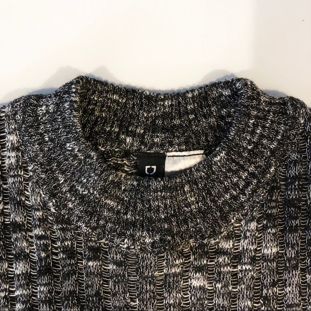 Black and White Cropped Mockneck Tank